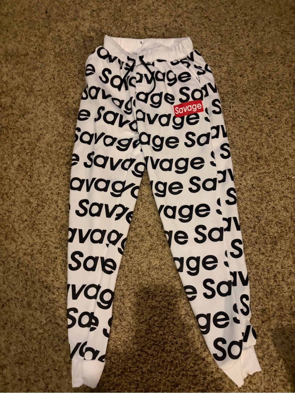Savage Kids White All-Over Logo Joggers